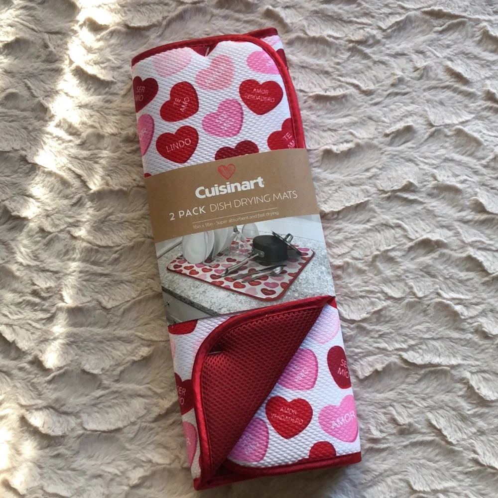 Cuisinart Red and Pink Conversation Heart Valentine Dish Drying Mats